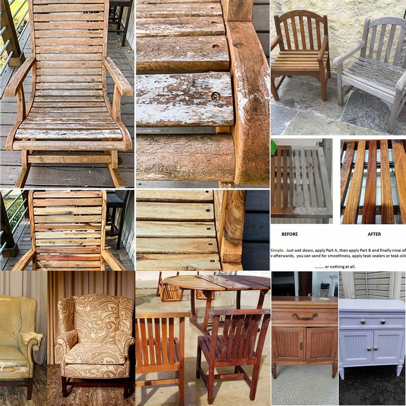 Before and after of teak furniture