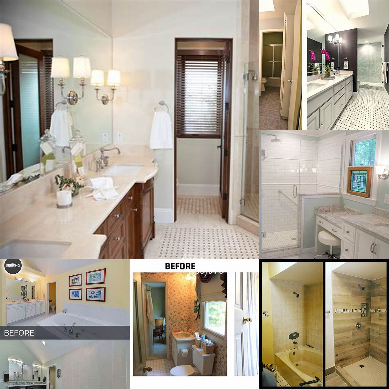 Before-and-after photos of bathroom renovations