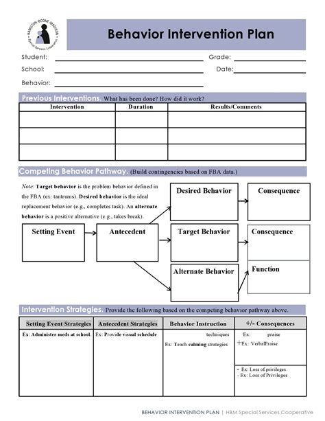 Behavior Plan Template Free