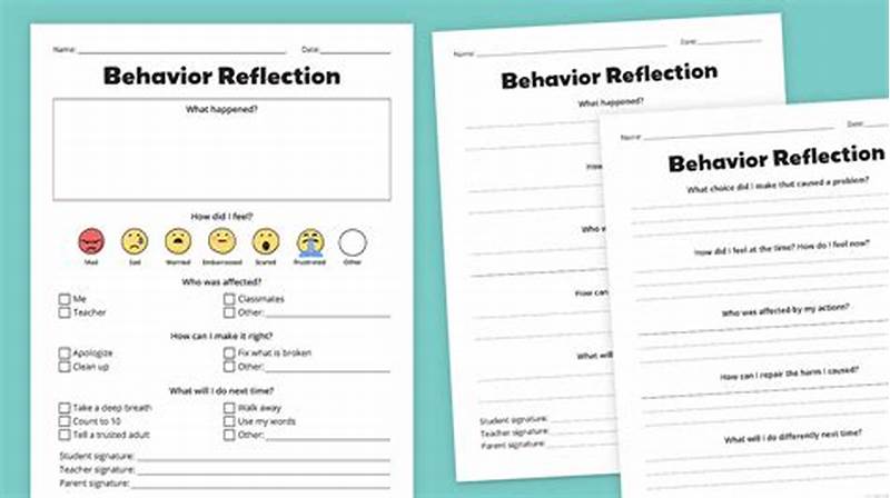 Behavior Self Reflection Form For Students