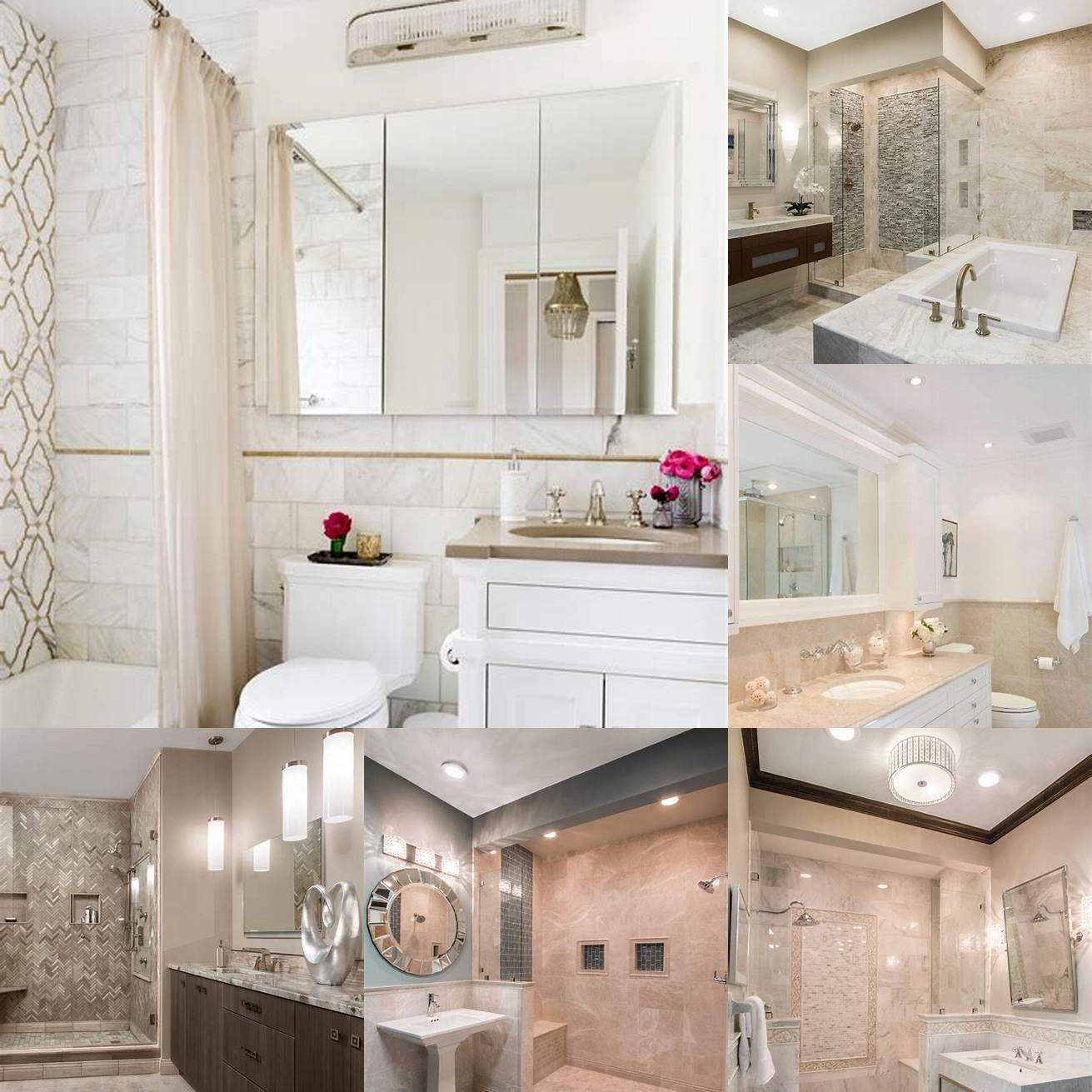 Beige bathroom with marble accents