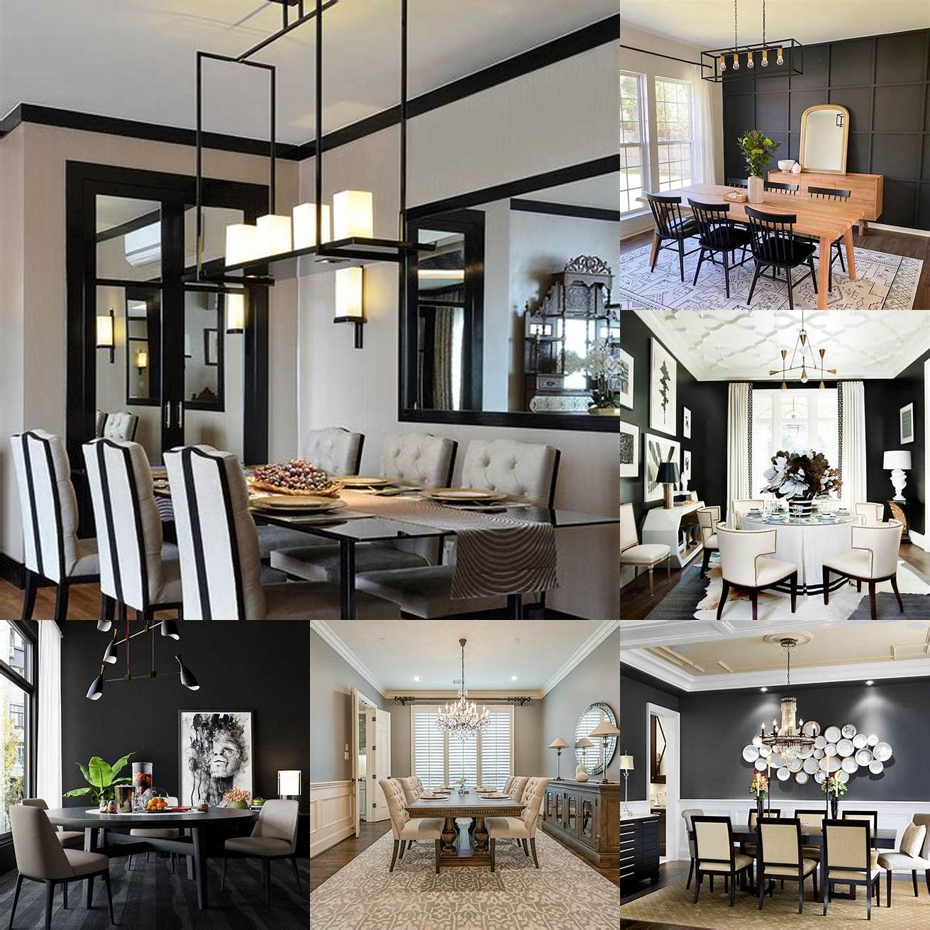 Beige dining room with black accents