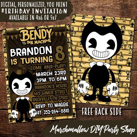 Bendy And The Ink Machine Printable Invitations
