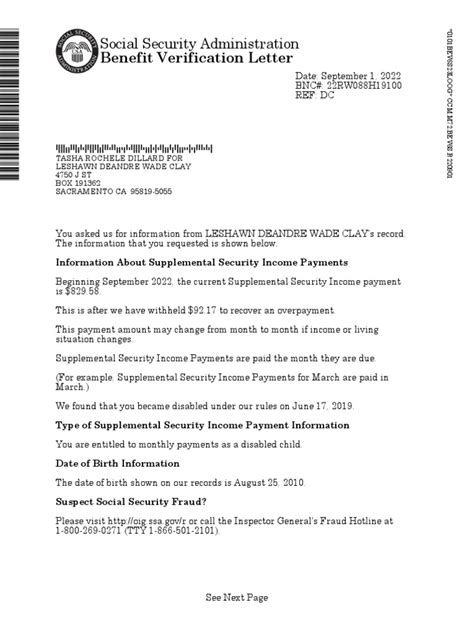 Benefit Verification Letter Template