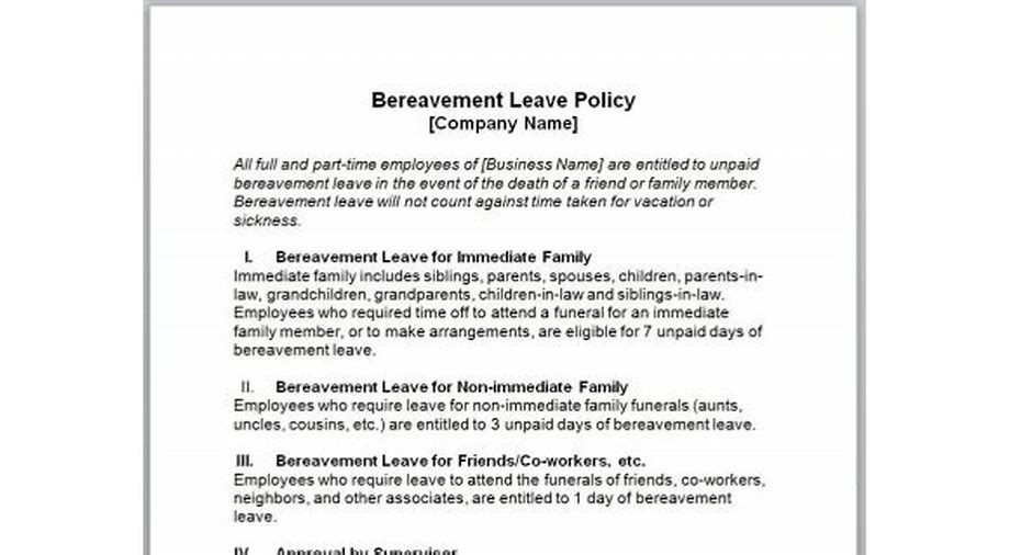 Bereaved Policy