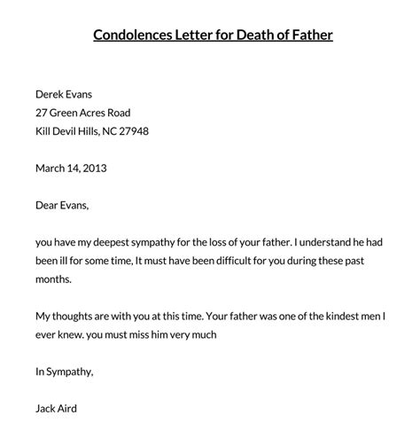 Bereavement Letter Template