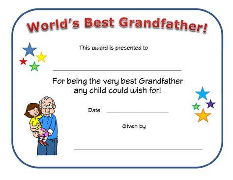 Best Grandad Certificate Printable
