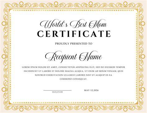 Best Mother Certificate Printable
