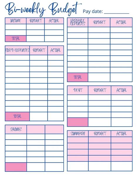 Bi Weekly Budgeting Template