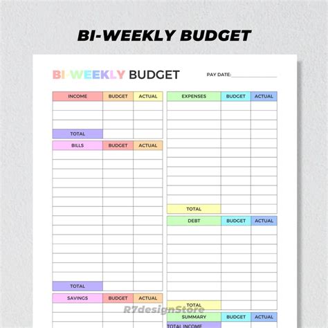 Bi Weekly Paycheck Budget Template