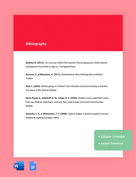 Bibliography Template Word