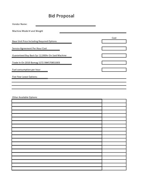 Bid Proposal Template Free