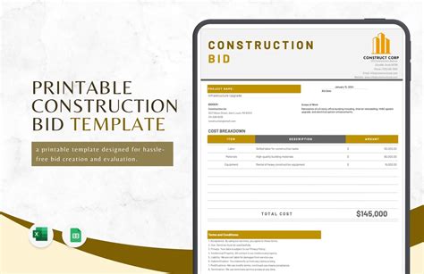Bid Template For Construction