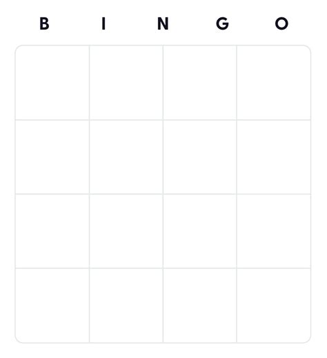 Bingo Card Blank Template