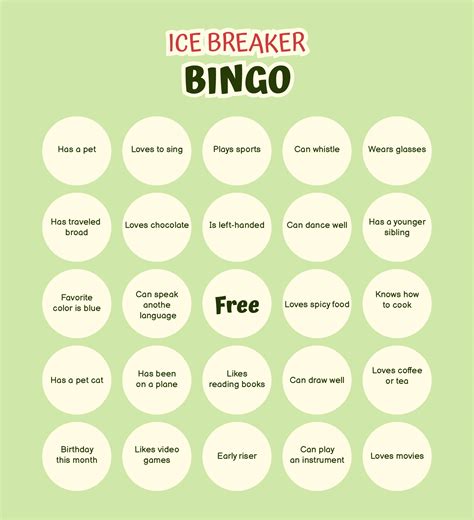 Bingo Icebreaker Template