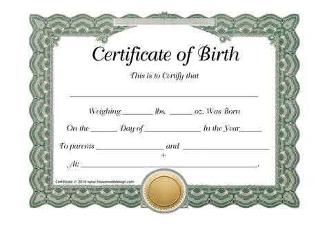 Birth Certificate Template Free