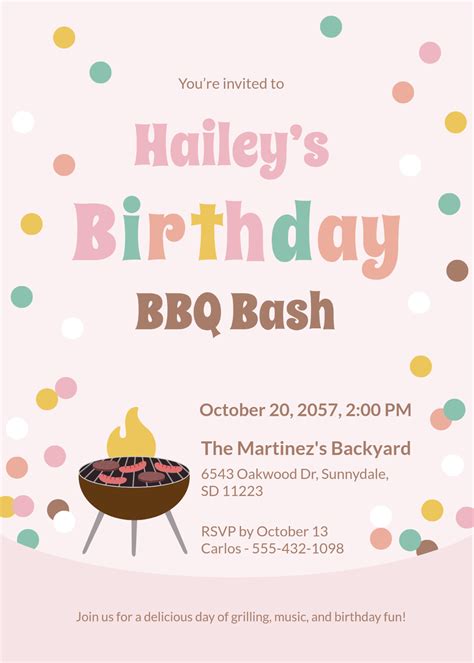 Birthday Bbq Invitation Template Free