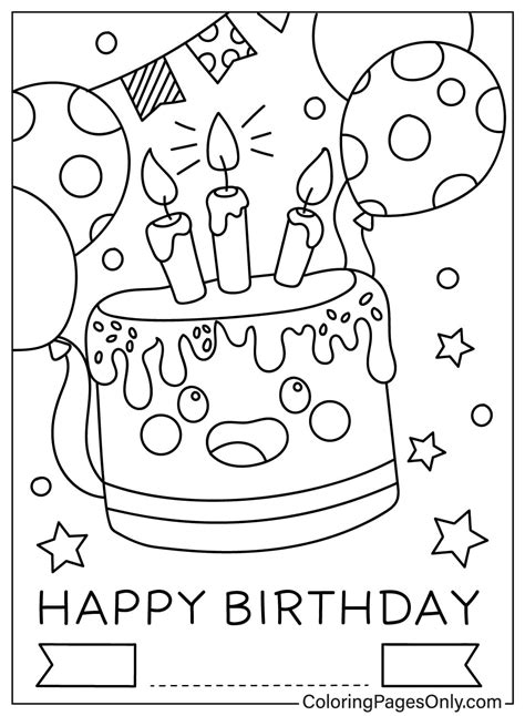 Birthday Card Coloring Printable