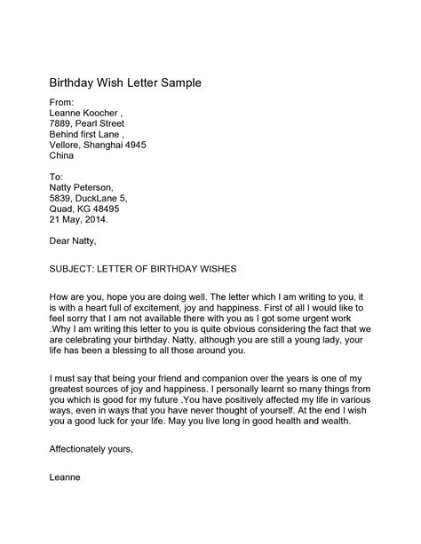 Birthday Letters Doc Template Free