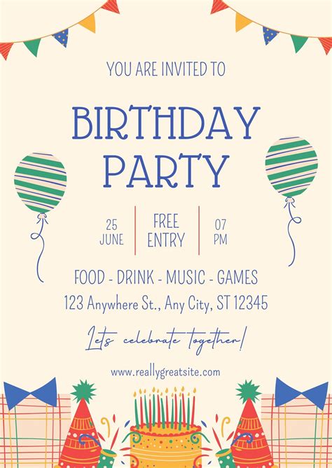 Birthday Party Invitation Template Word