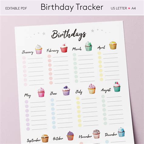 Birthday Tracker Template
