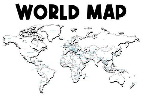 Black And White Printable World Map Outline