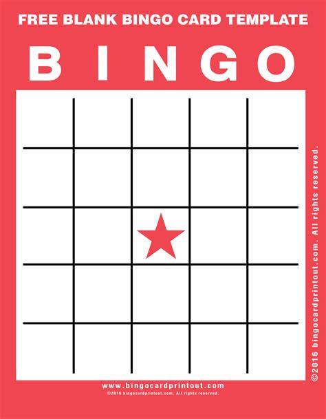 Blank Bingo Card Template Free