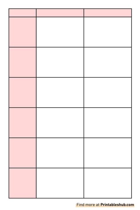 Blank Comparison Chart Template