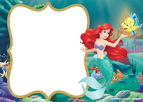 Blank Little Mermaid Invitation Template