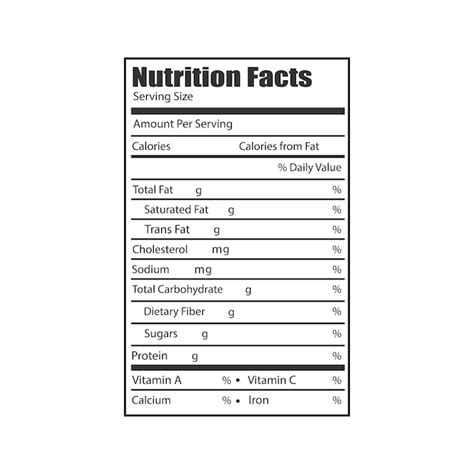 Blank Nutrition Facts Label Template