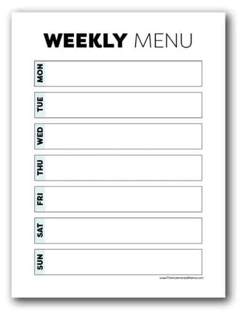 Blank Printable Menu