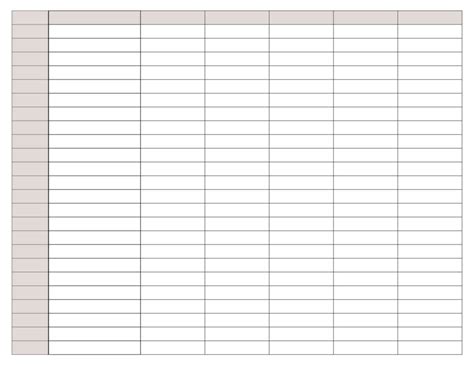 Blank Printable Spreadsheet