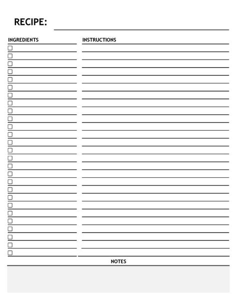 Blank Recipe Template