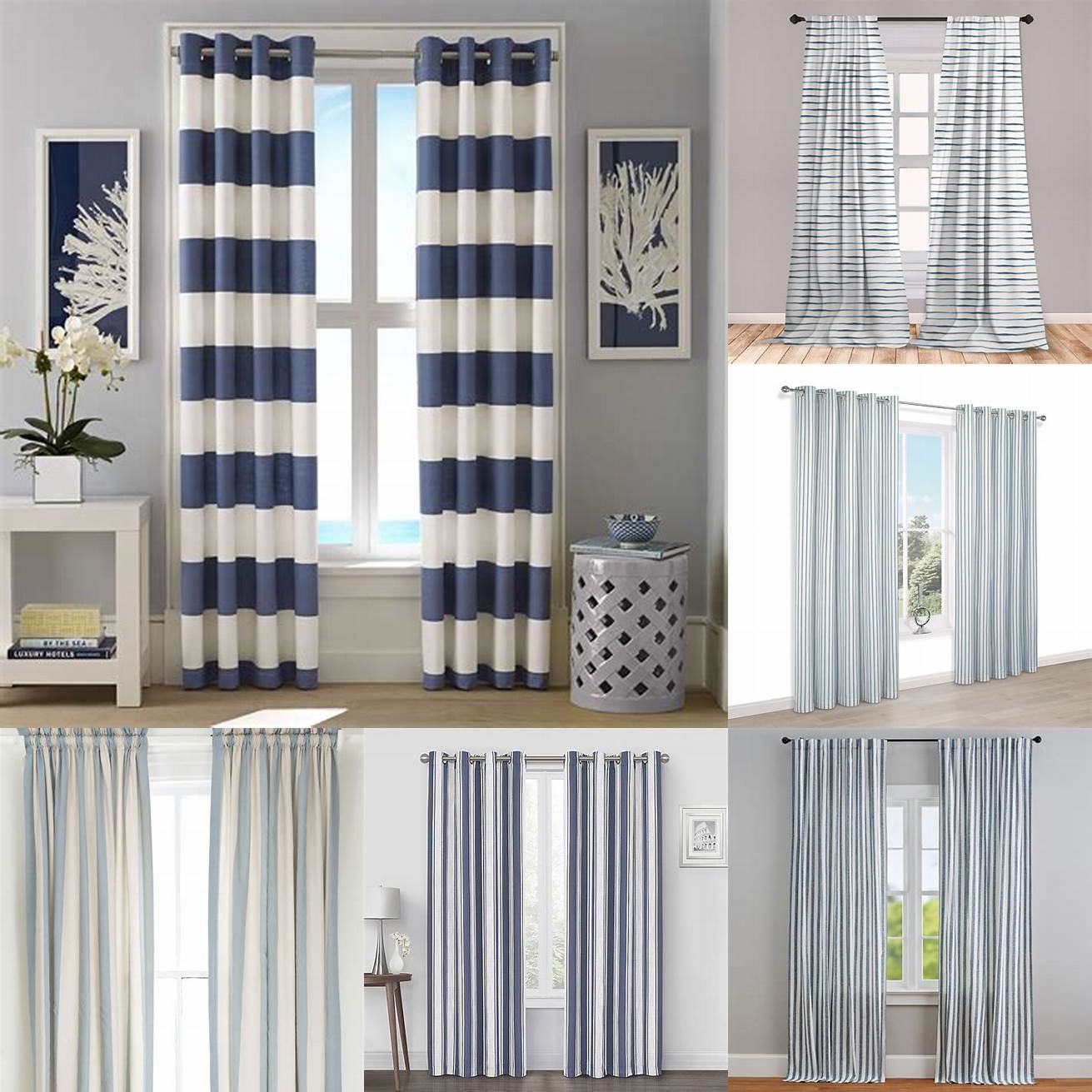 Blue and White Striped Curtains