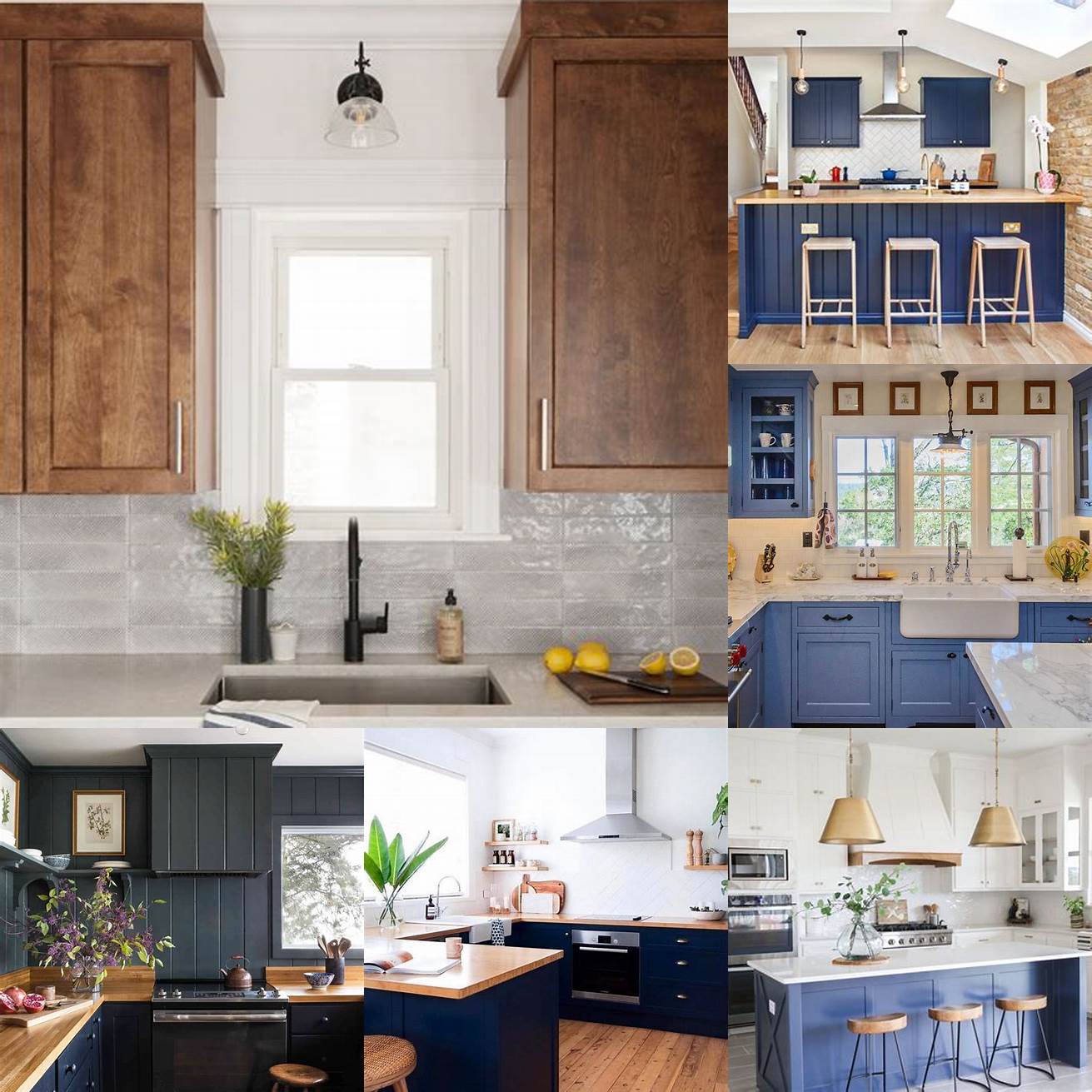 Blue and wood kitchen