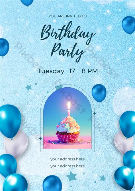 Blue Birthday Invitation Templates Free