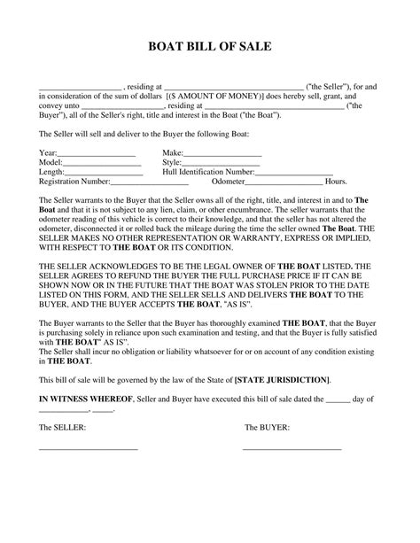 Boat Bill Of Sale Printable
