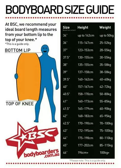 Bodyboard Sizing Chart