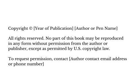 Book Copyright Page Template
