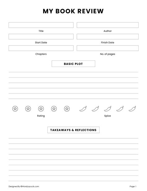 Book Rating Template