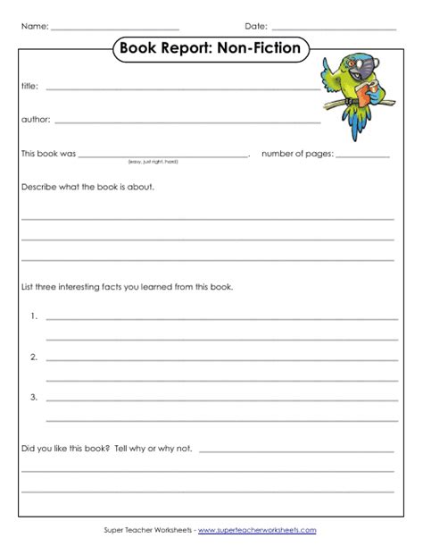 Book Report Template Non Fiction
