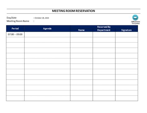 Booking Meeting Room Template