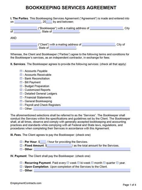 Bookkeeping Contract Agreement Template