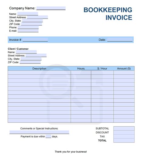 Bookkeeping Invoice Template