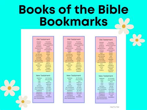 Books Of The Bible Bookmark Printable