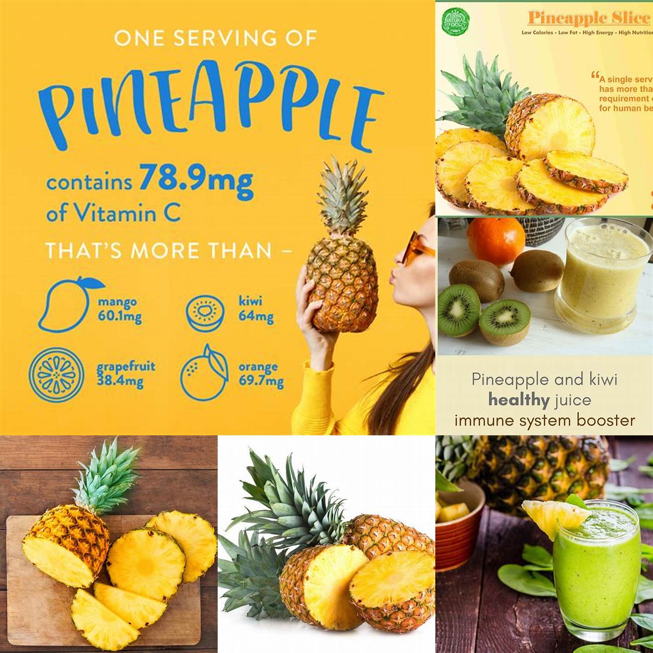 Boosts Immune System Pineapple is rich in Vitamin C which is a powerful antioxidant that helps protect the body against disease and infection