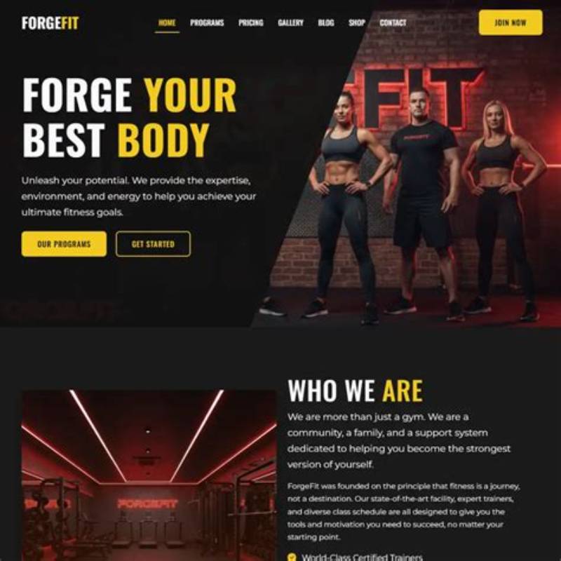 Bootstrap Template Gym Advanced Fast