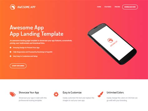Bootstrap Templates Landing Page For Mobile App Free