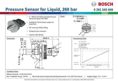 Bosch Pressure Sensor Catalogue