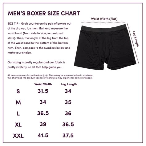 Boxer Size Chart